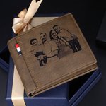 Portefeuille en Cuir Personnalisé avec Photo et Gravure Cadeau d'Anniversaire Fête des Père Saint-Valentin pour Hommes
