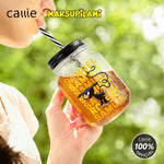 Personalized Cute Tail-Bouncing Marsupilami 16 oz Mason Jar with Handle Lid and Name Birthday Gift for Family Friends | Callie × Marsupilami®
