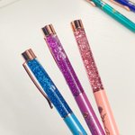 Personalizzato 2 pezzi multi-colore nascita fiore Bling dinamico liquido sabbia penna con nome Apprezzamento regalo di compleanno per studente insegnante