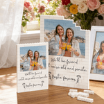 Personalized Retro Birth Flower Photo Building Block Puzzles with Text Home Decor Anniversary Birthday Gift for Women Besties Friends