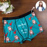 Sous-Vêtement à Coeurs et Texte Drôle Personnalisé avec Photo de Visage Cadeau Anniversaire St-Valentin pour Homme