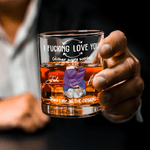 Personalized Funny Cartoon Character Back View 10 oz Rock Whisky Glass with Name Valentine's Day Anniversary Birthday Gift for Couple