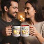Personalized Perfect Match Foodie Couple Design 11 oz 15 oz Ceramic Mug with Name and Coaster Valentine's Day Birthday Gift for Her Him