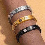 Personalisierte medizinisches Edelstahl ID-Armband mit Wunschgravuren und Weizenketten Notfallarmband Geschenk für Diabetiker Allergiker Herzpatienten