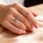 Personalised Heart Double Birthstones Ring Dainty Jewellery Birthday Valentine's Day Anniversary Mother's Day Gift for Women