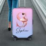Personalised Cartoon Ballerina Girl Initial 18-32 Inches Luggage Cover with Name Travel Accessories Birthday Gift for Family Friends