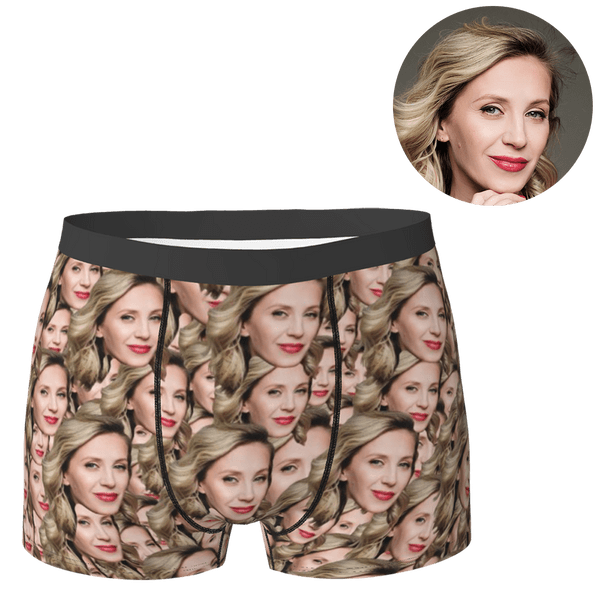 Give Him A Naughty Surprise - Personalised Face Photo Men's Underwear Boxer Brief