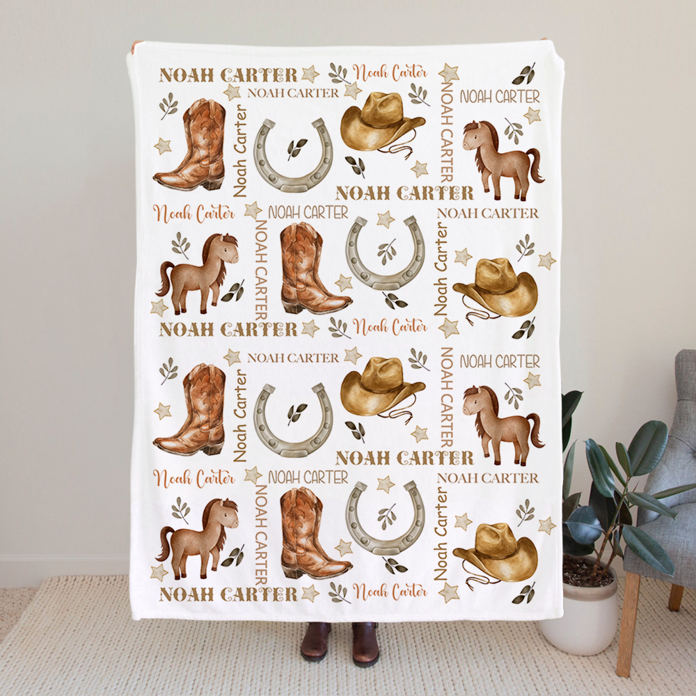Couverture Personnalisée avec Nom Décoration de Chambre d'Enfant Anniversaire Cadeau de Douche de Bébé pour Nouveau-né