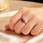 Personalised Heart Double Birthstones Ring Dainty Jewellery Birthday Valentine's Day Anniversary Mother's Day Gift for Women