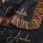Personalised Zodiac Sign Constellation Birth Flower Soft Throw Blanket with Name and Tassel Home Decor Birthday Anniversary Gift for Family Friend