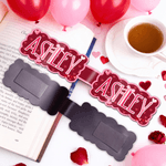 Personligt flerfärgat molnhjärta XOXO magnetiskt bokmärkesklämma med namn för dagligt bruk Alla hjärtans dag-gåva till flickvän som älskar att läsa