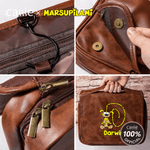 Personalized Long Tailed Marsupilami PU Leather Hanging Toiletry Bag with Name Travel Essential Birthday Gift for Men  | Callie × Marsupilami®