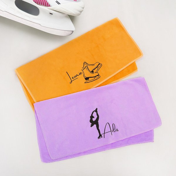 Personalised Skating Fast Drying Towel with Name Ice Skater Team Birthday Gift for Figure Skating Lovers