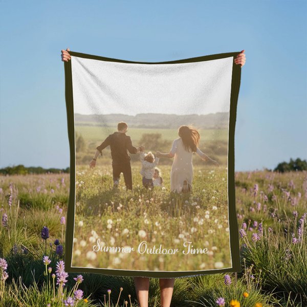 Personalised Multicolour 1-12 Photos Collage Soft Throw Blanket with Text Home Decor Birthday Gift for Family Friends