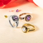Personalized Engraved Birthstone Zircon Graduation Ring with Name and Year Class of 2026 Graduation Gift for Graduates