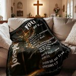 Personalized Christian Cross Bible Verse Soft Throw Blanket with Name Birthday Christian Gift for Men