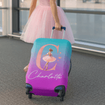 Personalised Cartoon Ballerina Girl Initial 18-32 Inches Luggage Cover with Name Travel Accessories Birthday Gift for Family Friends