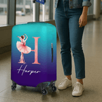 Personalised Cartoon Ballerina Girl Initial 18-32 Inches Luggage Cover with Name Travel Accessories Birthday Gift for Family Friends