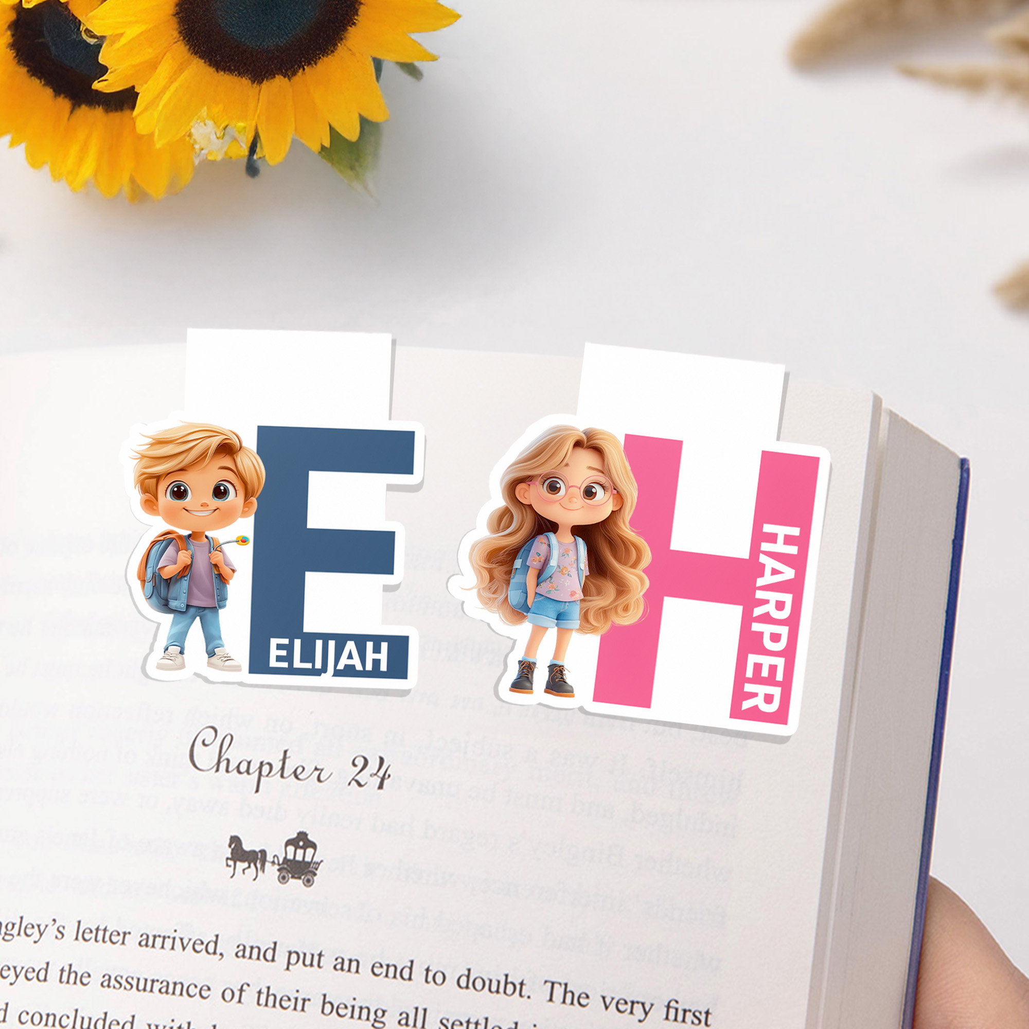 Marque-page magnétique personnalisé avec initiale et nom Anniversaire Retour à l'école Cadeau de lecture pour garçons Filles