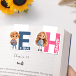 Personalized Cartoon Kid Character Magnetic Bookmark Clip with Initial and Name Birthday Back to School Reading Gift for Boys Girls