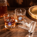 Personalized Funny Cartoon Character Back View 10 oz Rock Whisky Glass with Name Valentine's Day Anniversary Birthday Gift for Couple