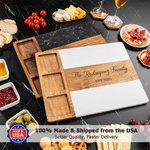 Personalized Engraved Name Date Acacia Marble Cutting Board Coaster Set with Ceramic Bowl Wooden Spoon Made in USA Housewarming Gift for Family