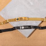 Personalisierte medizinisches Edelstahl ID-Armband mit Wunschgravuren und Weizenketten Notfallarmband Geschenk für Diabetiker Allergiker Herzpatienten