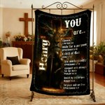 Personalized Christian Cross Bible Verse Soft Throw Blanket with Name Birthday Christian Gift for Men