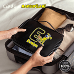 Personalized Long Tailed Marsupilami PU Leather Hanging Toiletry Bag with Name Travel Essential Birthday Gift for Men  | Callie × Marsupilami®