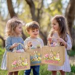 Personalised Easter Peter Rabbit Large-Capacity Jute Tote Bag with Name Easter Gift for Boys Girls Kids