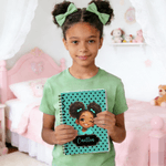 Personalized Polka Dots Cute Cartoon Little Girl A5 Spiral Notebook with Name Anniversary Birthday Gift for Black Girl