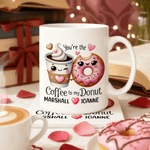 Personalized Perfect Match Foodie Couple Design 11 oz 15 oz Ceramic Mug with Name and Coaster Valentine's Day Birthday Gift for Her Him