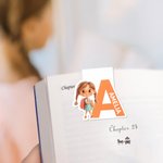 Personalized Cartoon Kid Character Magnetic Bookmark Clip with Initial and Name Birthday Back to School Reading Gift for Boys Girls