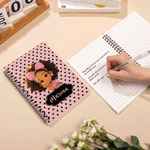 Personalized Polka Dots Cute Cartoon Little Girl A5 Spiral Notebook with Name Anniversary Birthday Gift for Black Girl