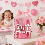 Personalized Heart Pink Romantic Stickers with Name Daily Use Valentine's Gift for Couples Girlfriends Kids