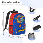 Personalized Pop Art Star Boom Comic Style Backpack with Name and Initial Back to School Birthday Gift for Boys Girls