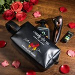 Personalized Cartoon Couple Character PU Leather Toiletry Bag with Name Travel Accessories Valentine's Day Birthday Gift for Couple