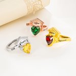 Personalized Zircon Grad Cap Heart Birthstone Ring with Engraved Name Text Dainty Jewelry Birthday Graduation Gift for Women Graduates