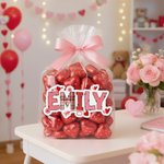 Personalized Heart Pink Romantic Stickers with Name Daily Use Valentine's Gift for Couples Girlfriends Kids