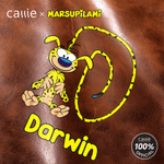 Personalized Long Tailed Marsupilami PU Leather Hanging Toiletry Bag with Name Travel Essential Birthday Gift for Men  | Callie × Marsupilami®