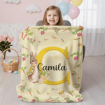 Gepersonaliseerde Multicolor Peter Rabbit Zachte Deken met Naam en Voorletter Home Decor Paasdag Cadeau voor Kinderen