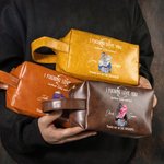 Personalized Cartoon Couple Character PU Leather Toiletry Bag with Name Travel Accessories Valentine's Day Birthday Gift for Couple