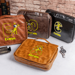 Personalized Long Tailed Marsupilami PU Leather Hanging Toiletry Bag with Name Travel Essential Birthday Gift for Men  | Callie × Marsupilami®