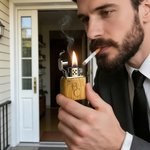 Briquet en Bois de Santal Personnalisé avec Logo Initiale et Nom Cadeau d’Anniversaire Fête pour Hommes et Témoins de Mariage