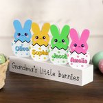 Personalized Multicolor Easter Bunny Plaque Ornament with Name Desk Decoration Basket Stuffer Easter Party Gift for Family