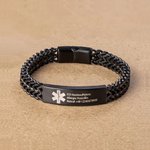 Personalisierte medizinisches Edelstahl ID-Armband mit Wunschgravuren und Weizenketten Notfallarmband Geschenk für Diabetiker Allergiker Herzpatienten