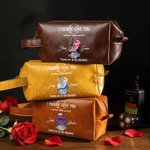 Personalized Cartoon Couple Character PU Leather Toiletry Bag with Name Travel Accessories Valentine's Day Birthday Gift for Couple