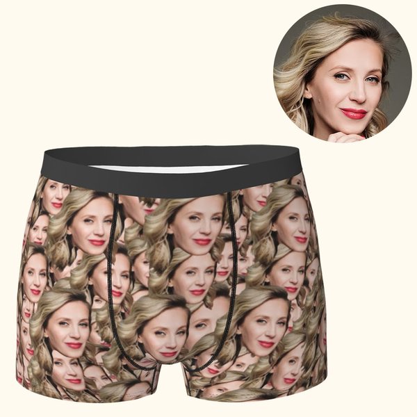 Give Him A Naughty Surprise - Personalized Face Photo Boxer Brief