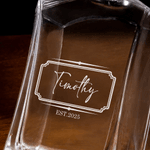 Personlig Vintage Geometrisk Ram Design Whiskykaraff Glas med Graverad Initial och Namn Födelsedag Jubileum Present för Män Whiskeyälskare