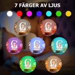 Personlig LED nattlampa med djurmotiv drömmig stjärnhimmel med namn och träläsning perfekt som dekoration eller födelsedagspresent till barnrum